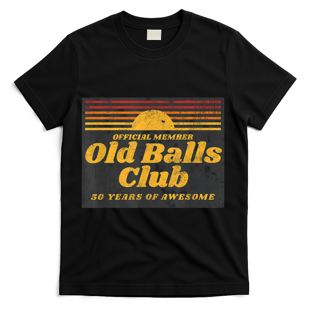 Funny 50th Birthday Old Balls Club 50 Years of Awesome T-Shirt - Black