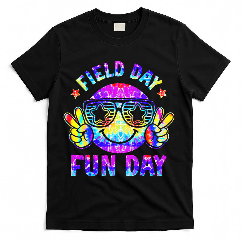 Field Day Fun Day Colorful Teacher Students T-Shirt - Black