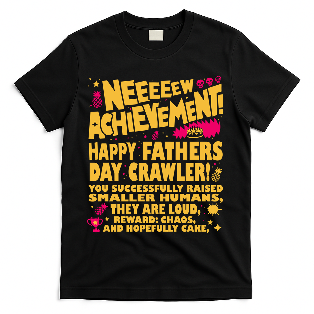 Fathers Day Gamer Dad Achievement Funny Lit RPG Gift T-Shirt - Black