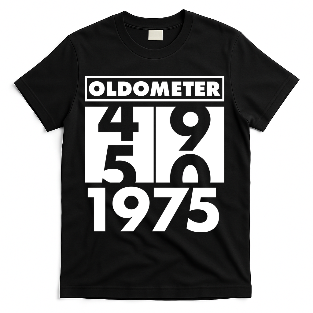 Funny Oldometer Made In 1975 50th Birthday T-Shirt - Black