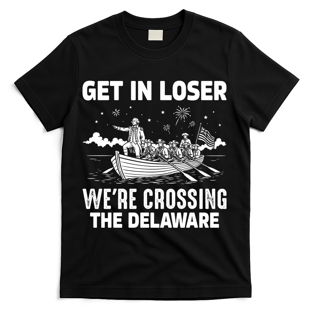 Get In Loser We're Crossing The Delaware T-Shirt - Black