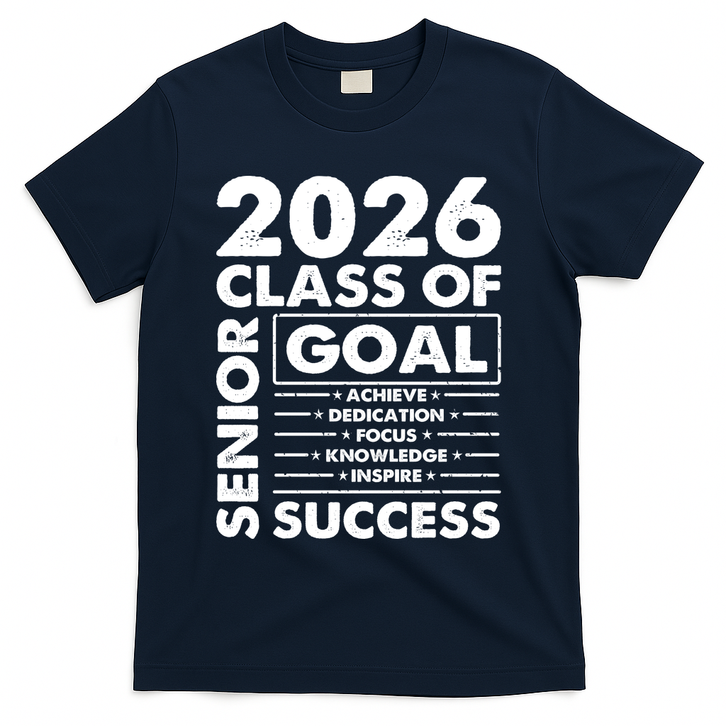 Goal Success Class Of 2026 Senior Grad Graduation T-Shirt - Navy