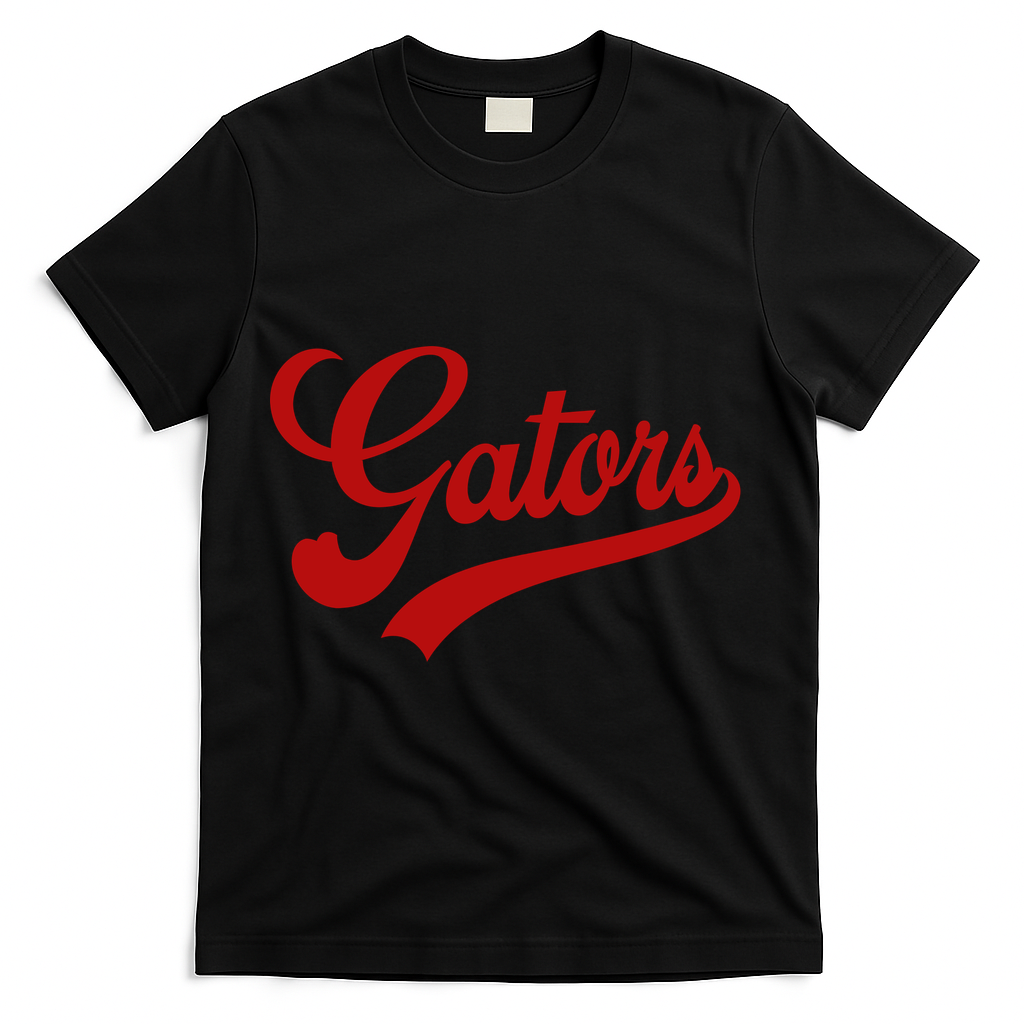 Gators School Spirit Mascot Logo Team Sports T-Shirt - Black