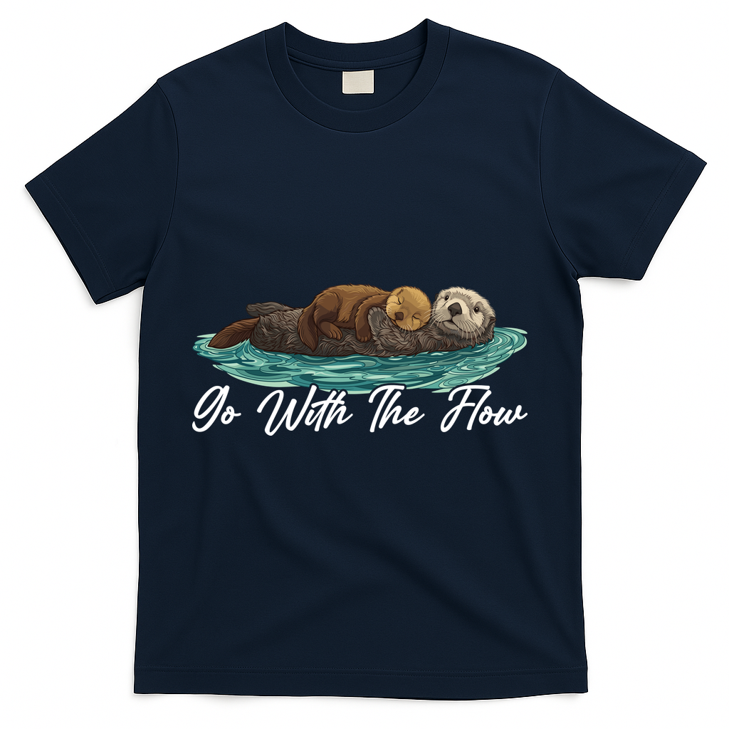 Go With The Flow Sea Otter T-Shirt - Navy