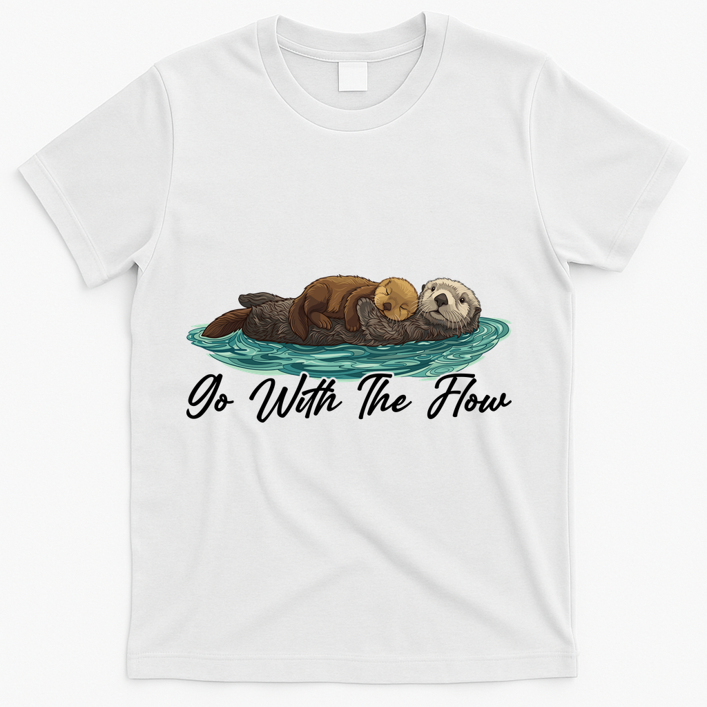 Go With The Flow Sea Otter T-Shirt - White