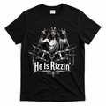 He Is Rizzin' Drummer Jesus Rocks T-Shirt - Black