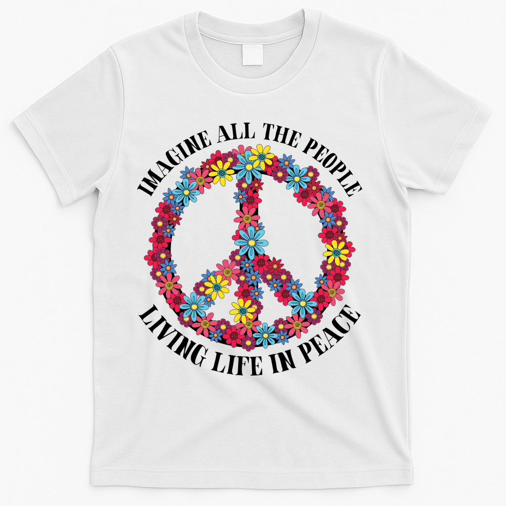 Imagine All The People Living Life In Peace T-Shirt - White