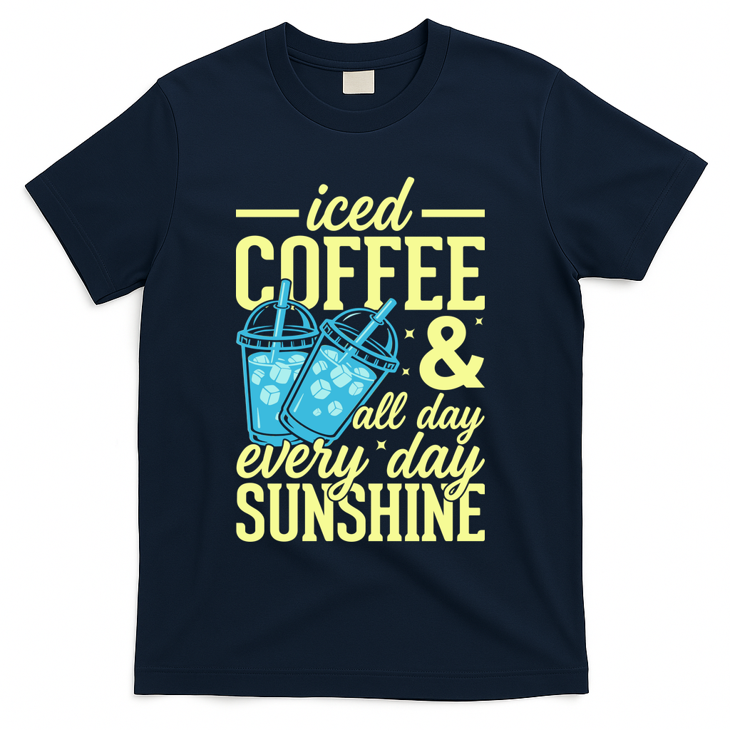 Iced Coffee And Sunshine Summer Vibes T-Shirt - Navy