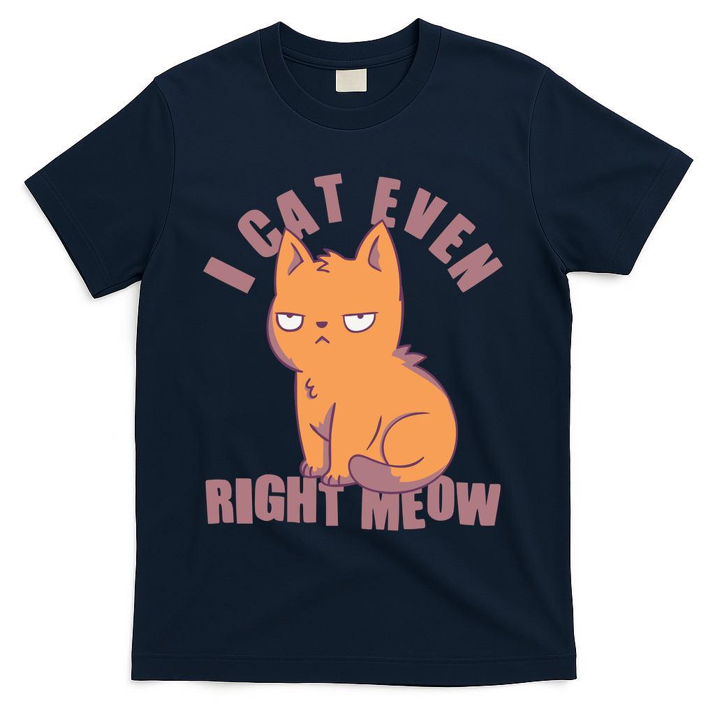 I Can't Even Right Meow Funny Smug Cat T-Shirt - Navy