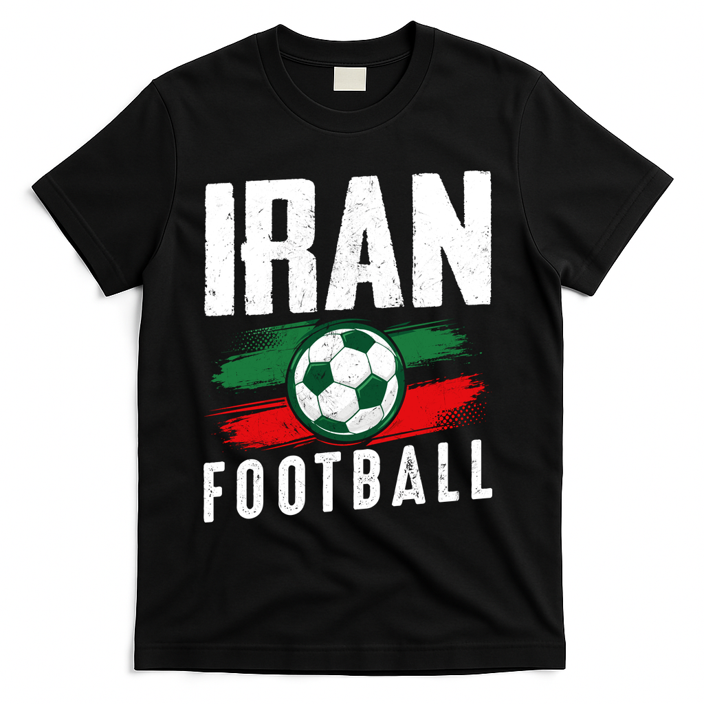 Iran Football Soccer Team Fan Flag T-Shirt - Black