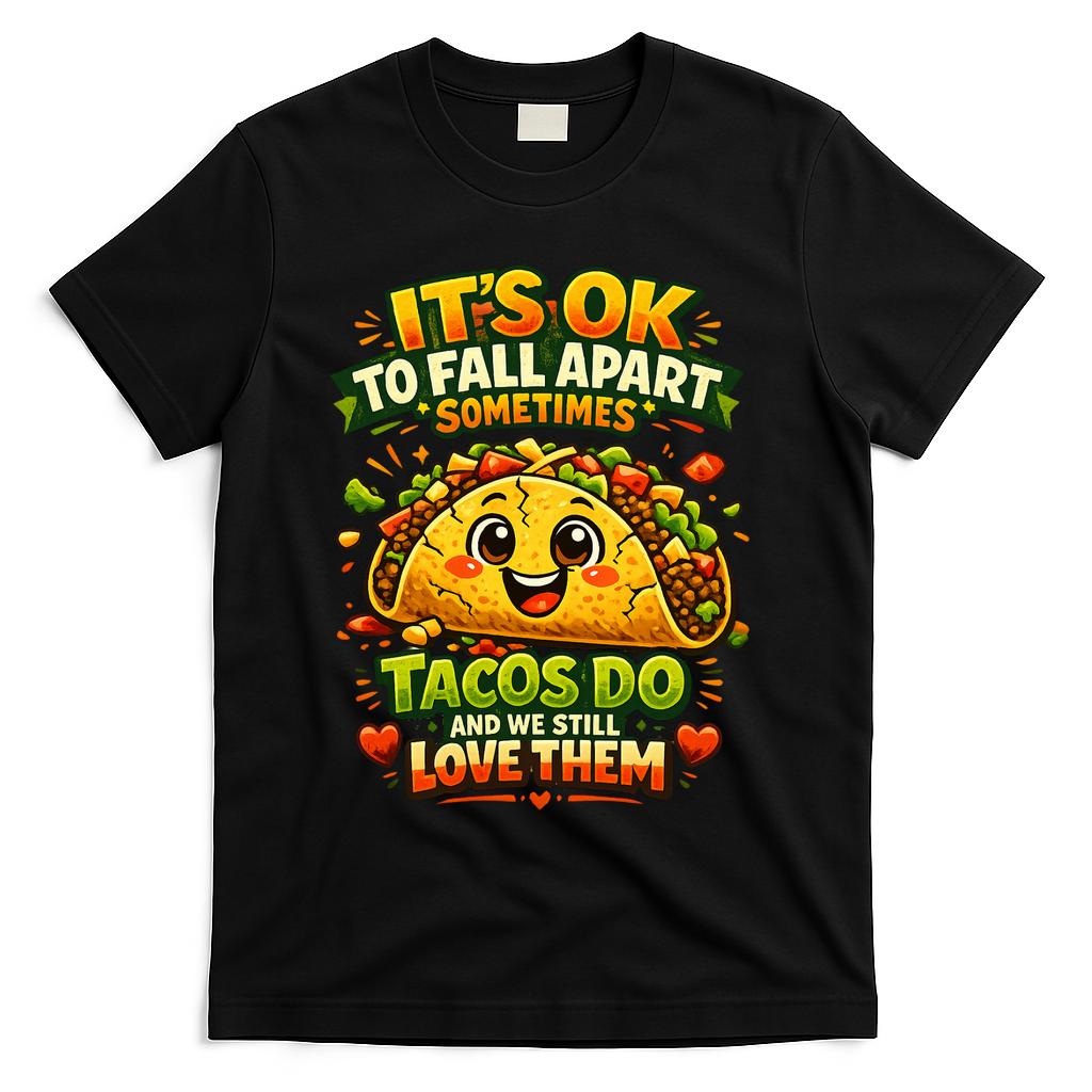 It's Ok To Fall Apart Sometimes Tacos Do And We Still Love Them T-Shirt - Black