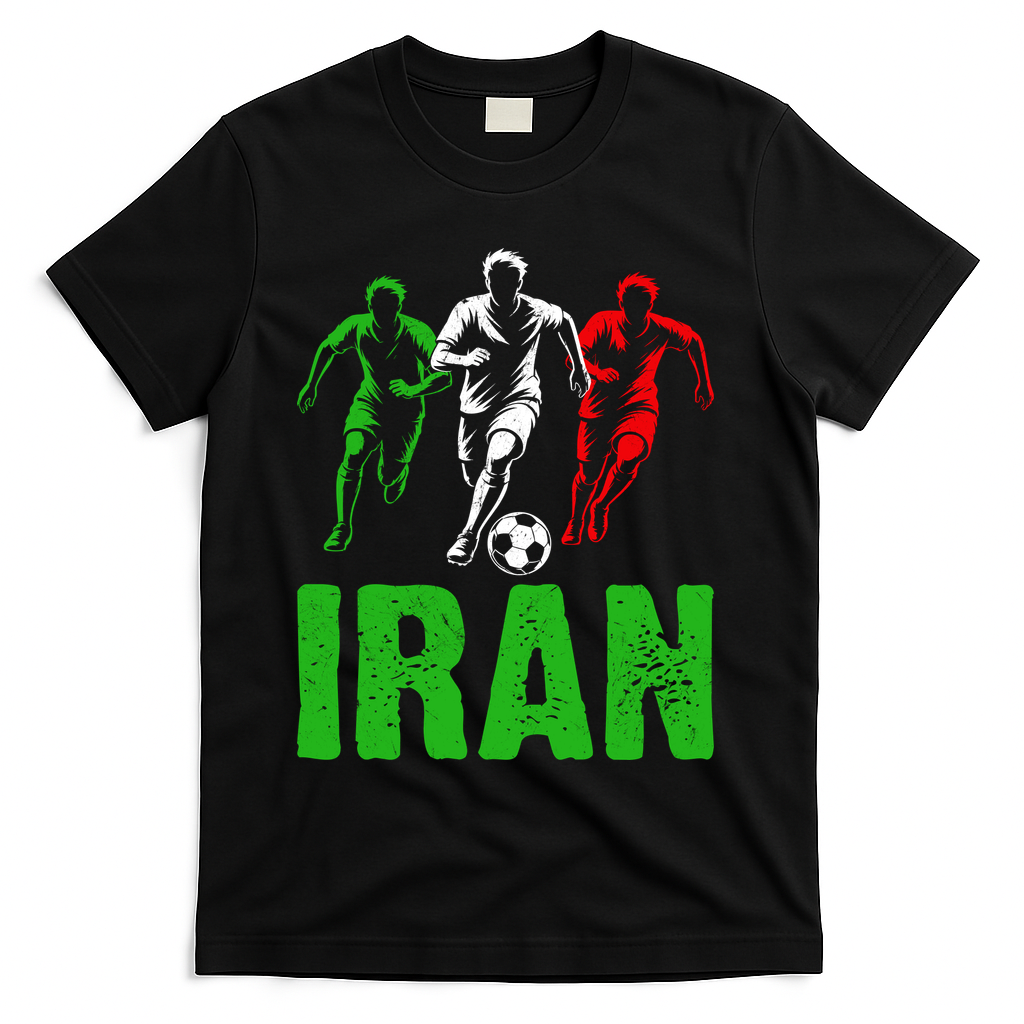Iran Soccer Enthusiast Football Player T-Shirt - Black