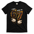 I Was 6 Now I'm 7 Meme Six Seven 67 Cartoon Hands Funny T-Shirt - Black
