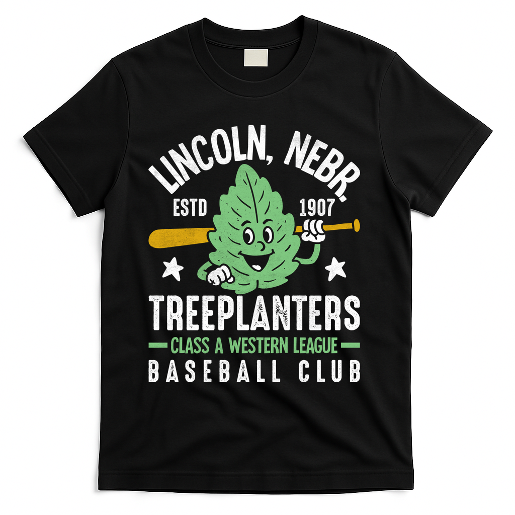 Lincoln Treeplanters Nebraska Vintage Baseball Team T-Shirt - Black