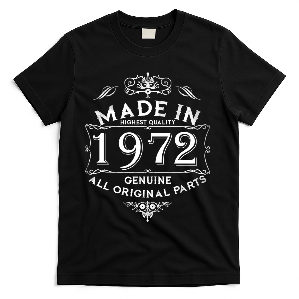 Made In 1972 Aged To Perfection Vintage 50th Birthday T-Shirt - Black