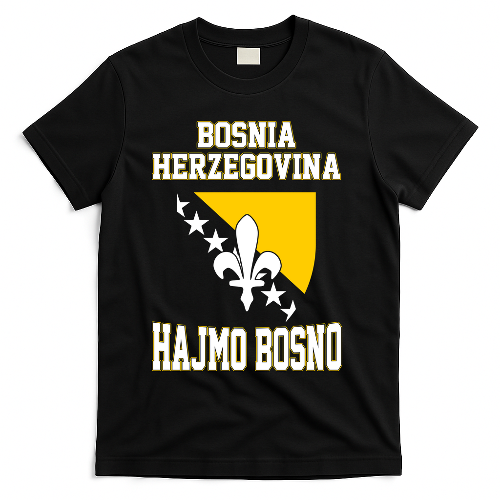 Proud Bosnia Dragon HAJMO BOSNO Country Favorite Cheer Game T-Shirt - Black