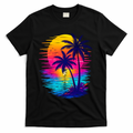 Palm Sunset Ocean Summer Beach Hawaiian T-Shirt - Black