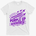 Purple Up For Military Kids American Flag T-Shirt - White