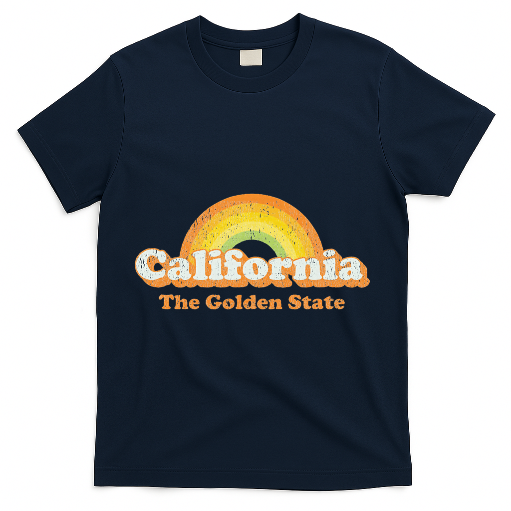 Retro California The Golden State Vintage 70s T-Shirt - Navy