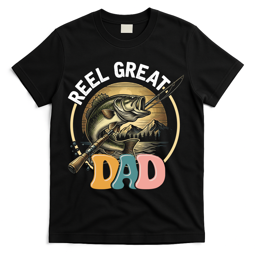 Reel Great Dad Fishing T-Shirt - Black