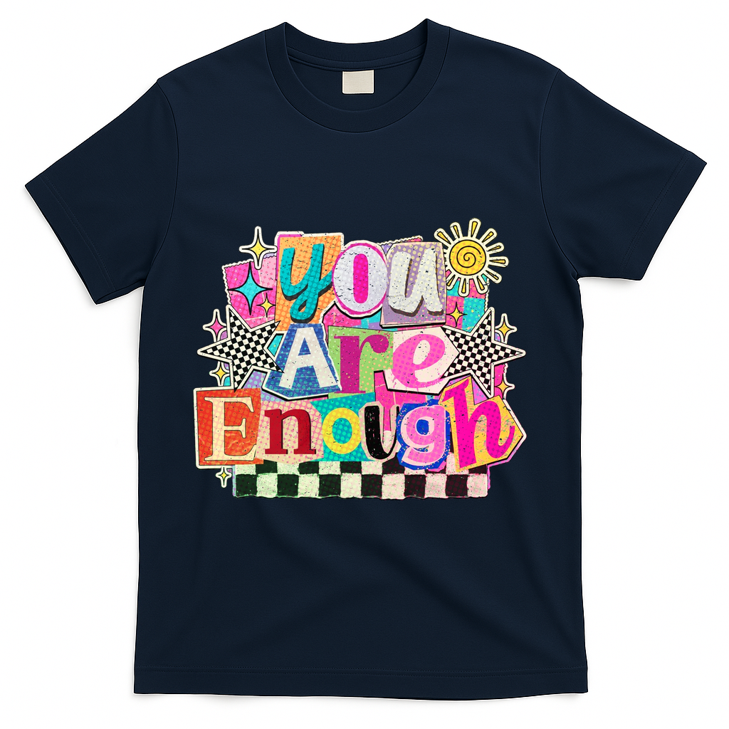 Retro You Are Enough Collage T-Shirt - Navy