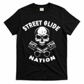 Street Glide Nation Skull And Pistons Biker  T-Shirt - Black