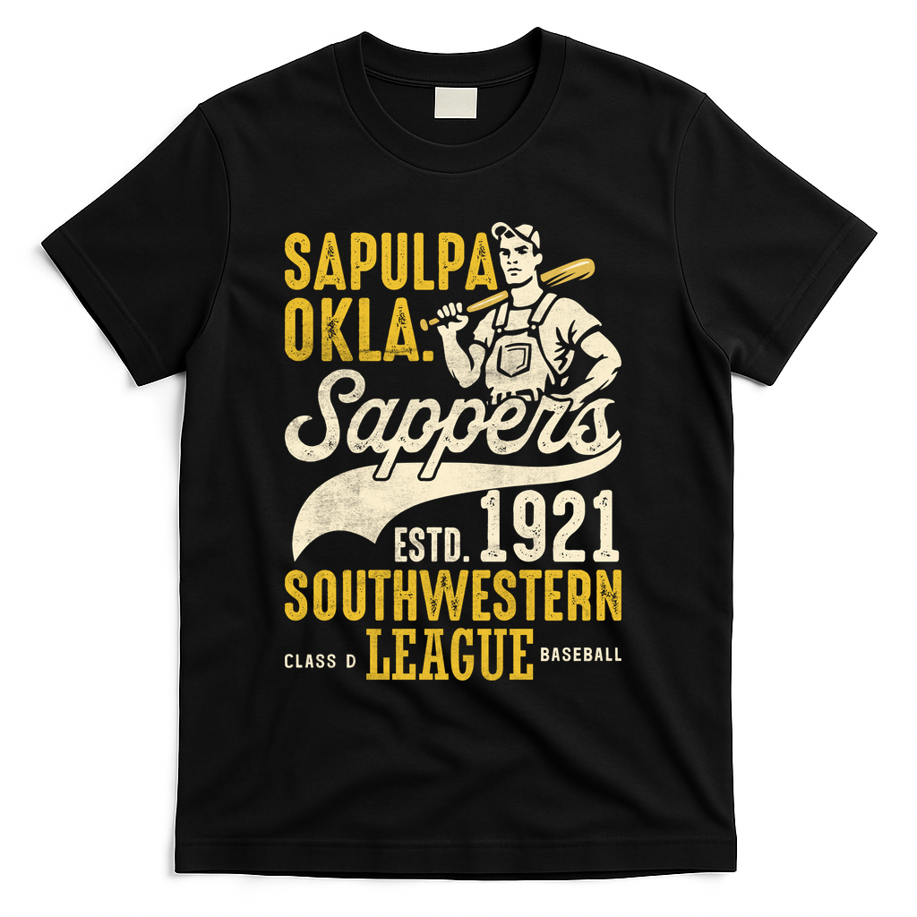 Sapulpa Sappers Oklahoma Vintage Baseball Team T-Shirt - Black