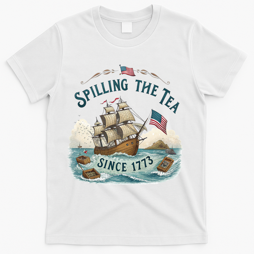 Spilling The Tea Since 1773 4th Of July T-Shirt - White