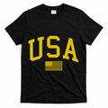 Simplified USA Flag Sports Fan Varsity T-Shirt - Black