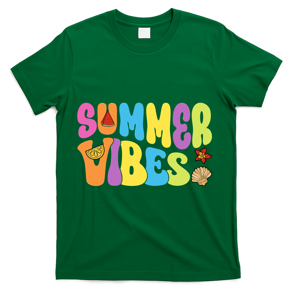 Summer Vibes Beach Life Vacation T-Shirt - Green