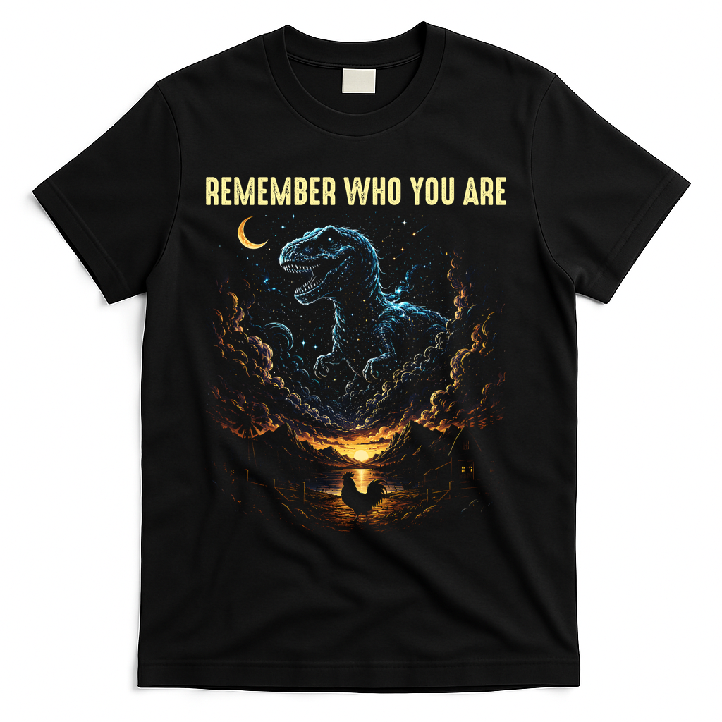T-Rex Chicken Evolution Remember Who You Are T-Shirt - Black