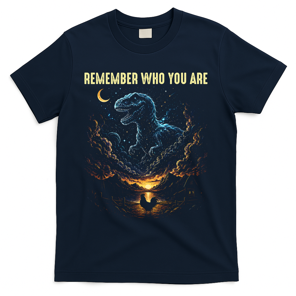 T-Rex Chicken Evolution Remember Who You Are T-Shirt - Navy