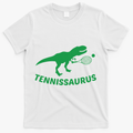 Tennisaurus Dinosaur Tennis Funny Racket T-rex T-Shirt - White