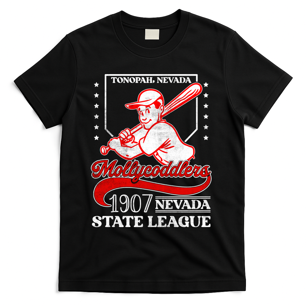Tonopah Mollycoddlers Nevada Vintage Baseball Team  T-Shirt - Black
