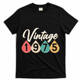 Vintage 1975 50th Birthday Retro Teardrop Design T-Shirt - Black