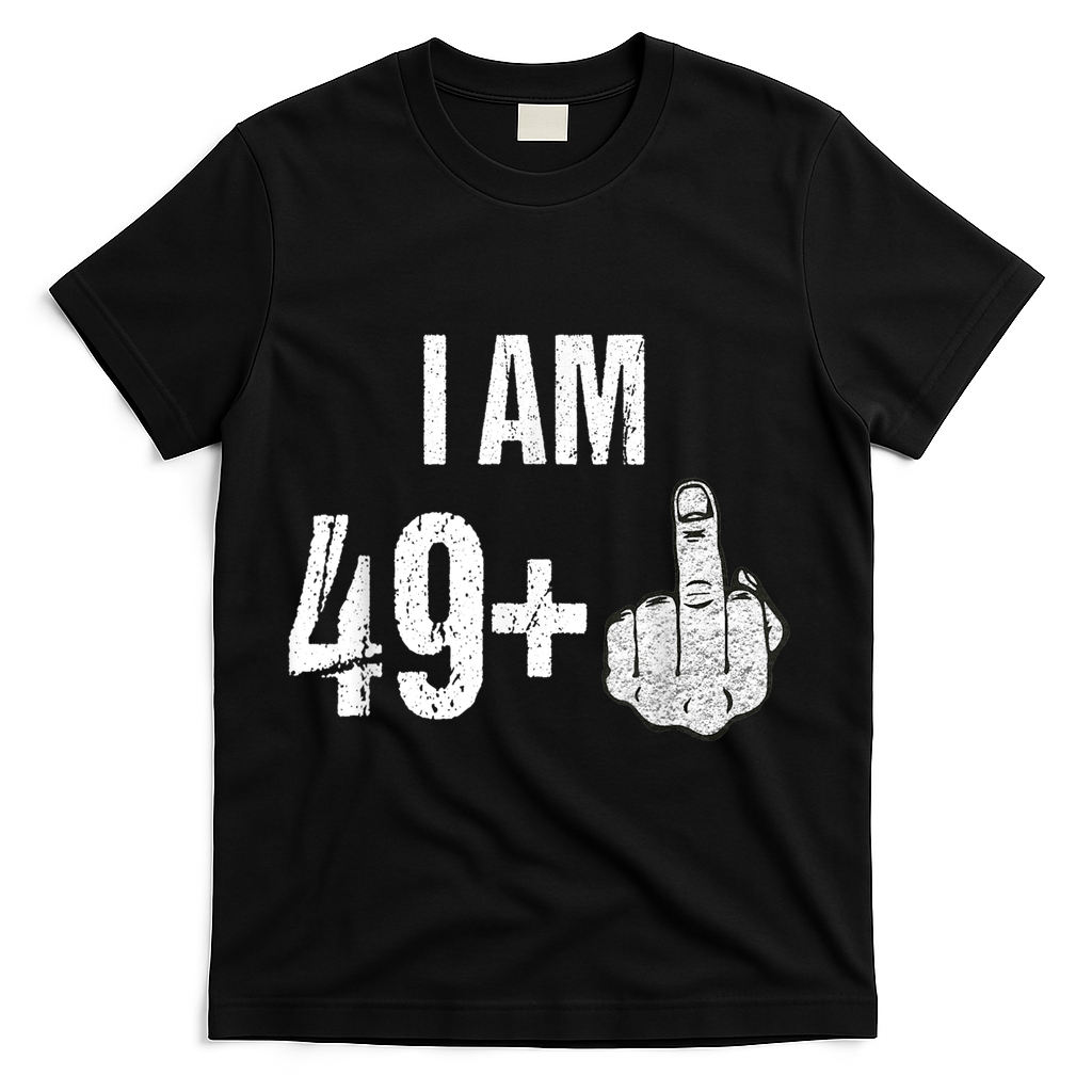 Vintage 1969 50th Birthday Shirt I Am 49 Plus Middle Finger T-Shirt - Black
