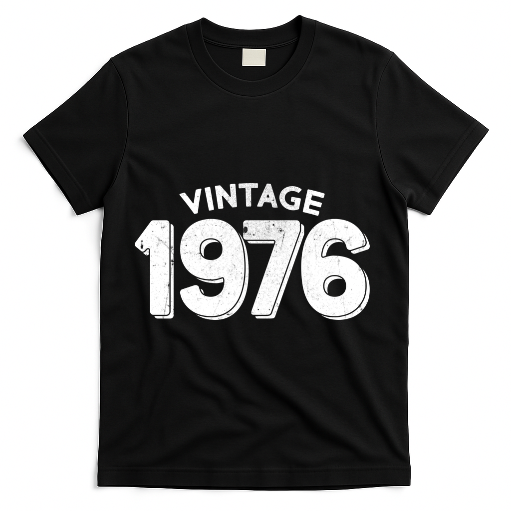 Vintage 1976 Celebrate 50th Birthday T-Shirt - Black