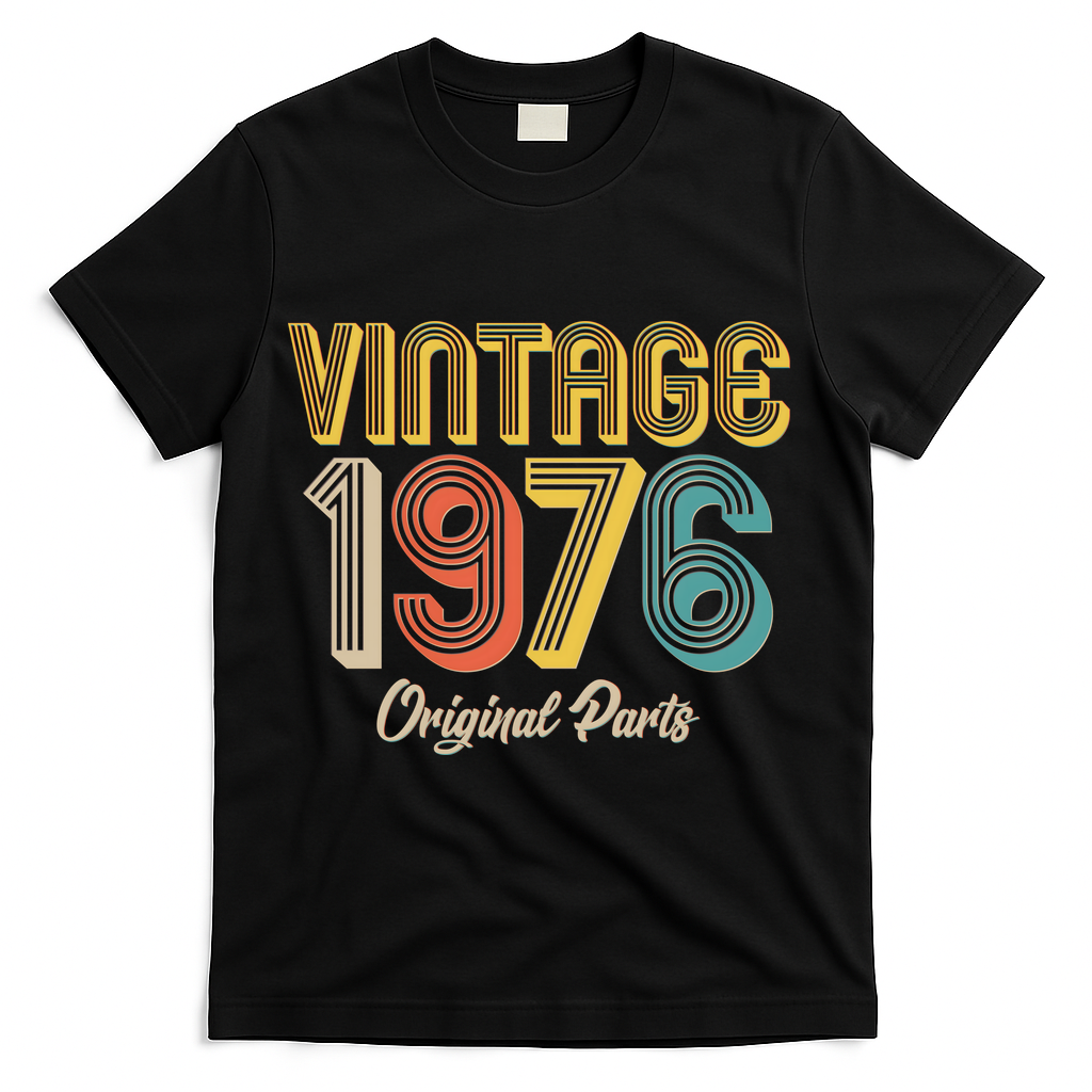 Vintage 1976 Original Parts Retro 50th Birthday  T-Shirt - Black