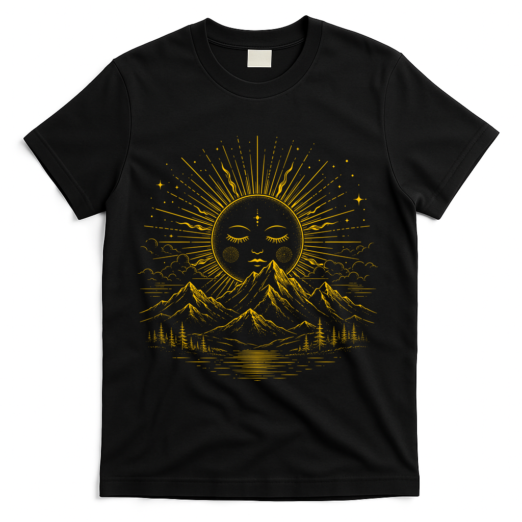 Vintage Boho Sun T-Shirt - Black