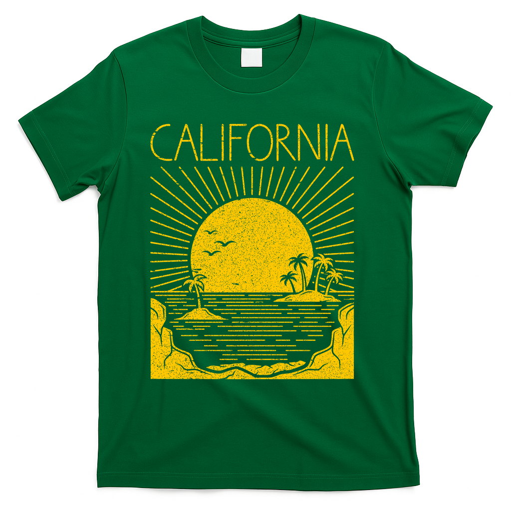 Vintage California Rising Sun T-Shirt - Green