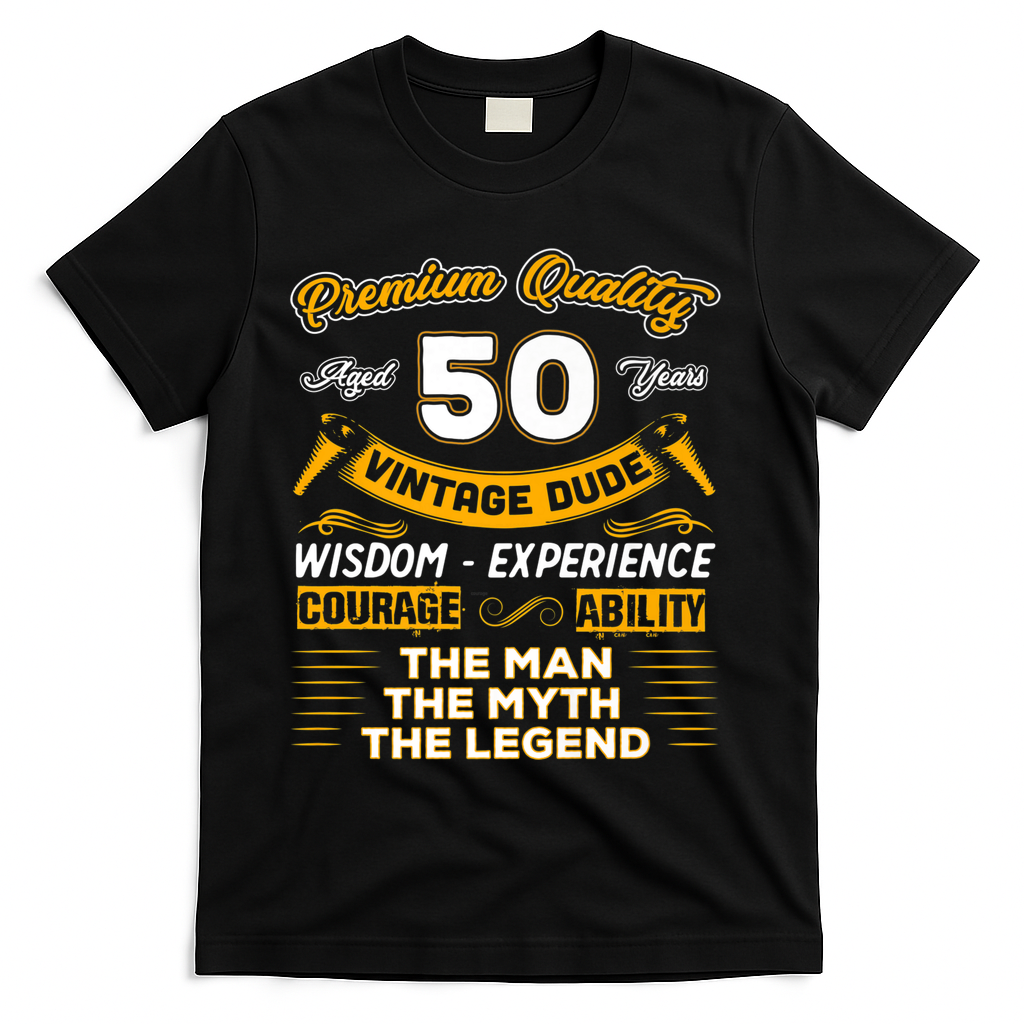 Vintage Dude The Man Myth Legend 50 Yrs 50th Birthday Shirt T-Shirt - Black