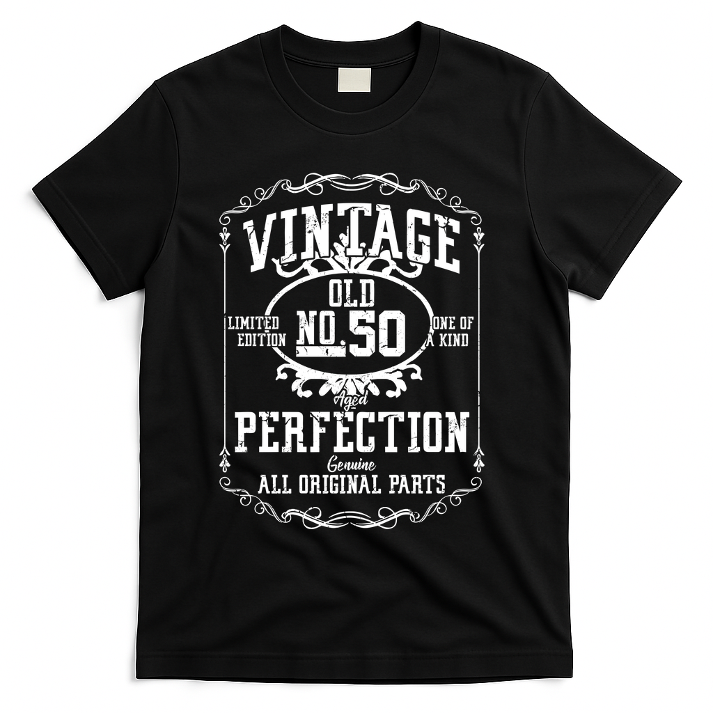 50th Birthday Genuine All Original Parts T-Shirt - Black