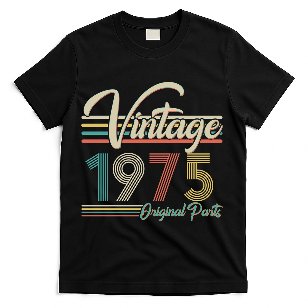 Vintage Original Parts 1975 50th Birthday T-Shirt - Black