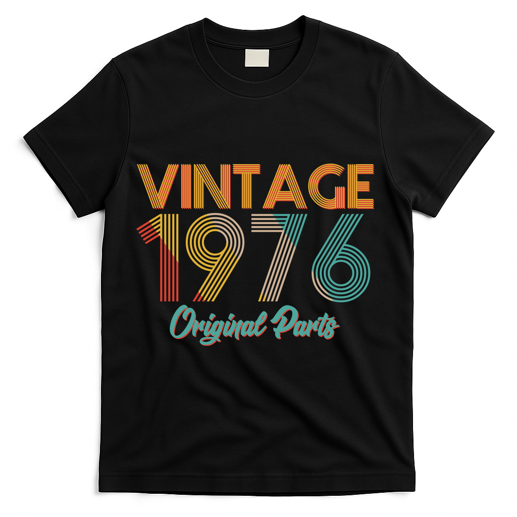 Vintage Original Parts Birthday 1976 50th Birthday T-Shirt - Black