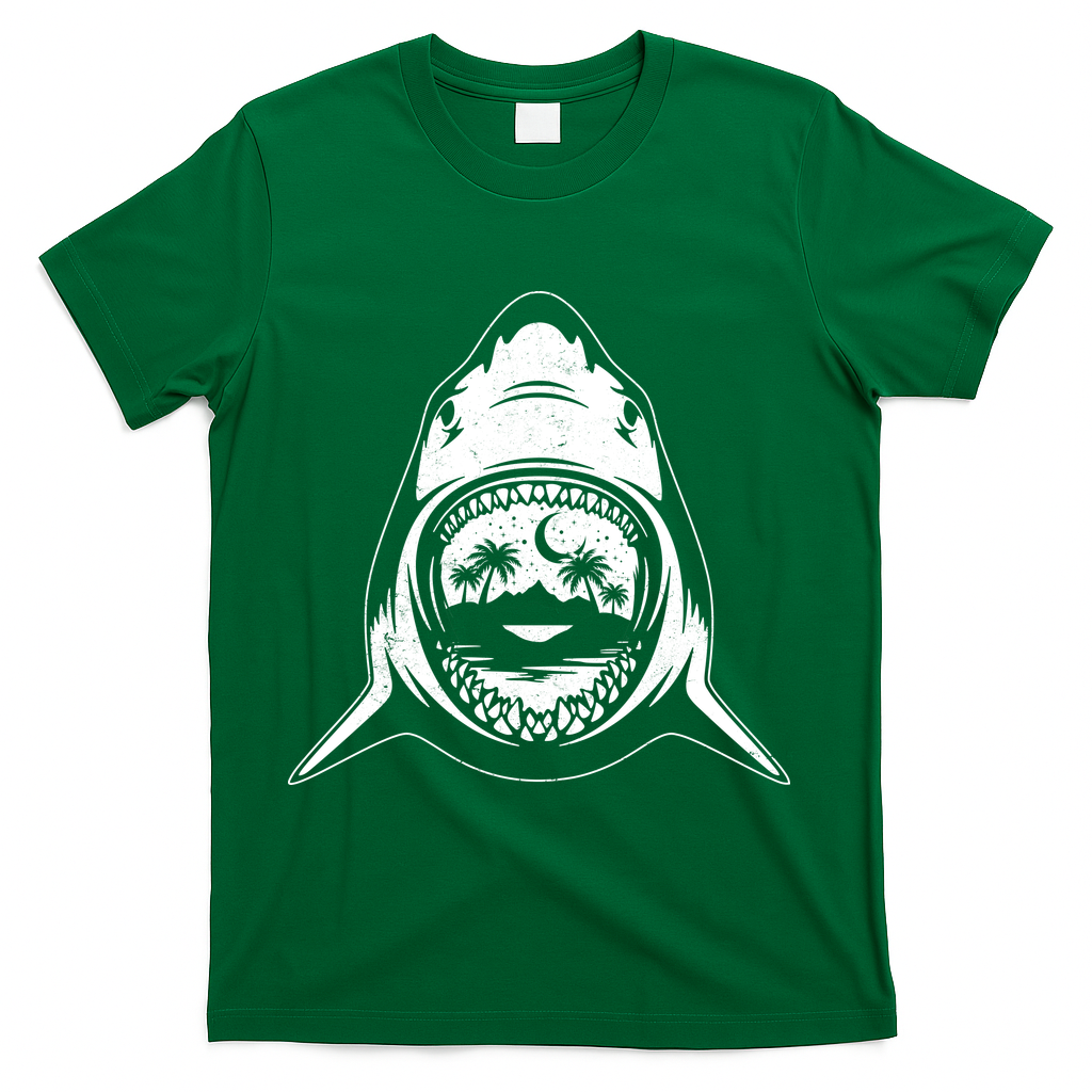 Vintage Shark Head Island T-Shirt - Green