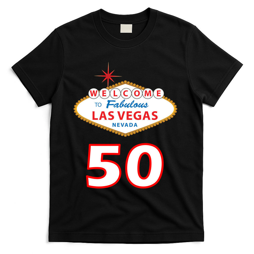 50 Years Old In Vegas - 50th Birthday T-Shirt - Black